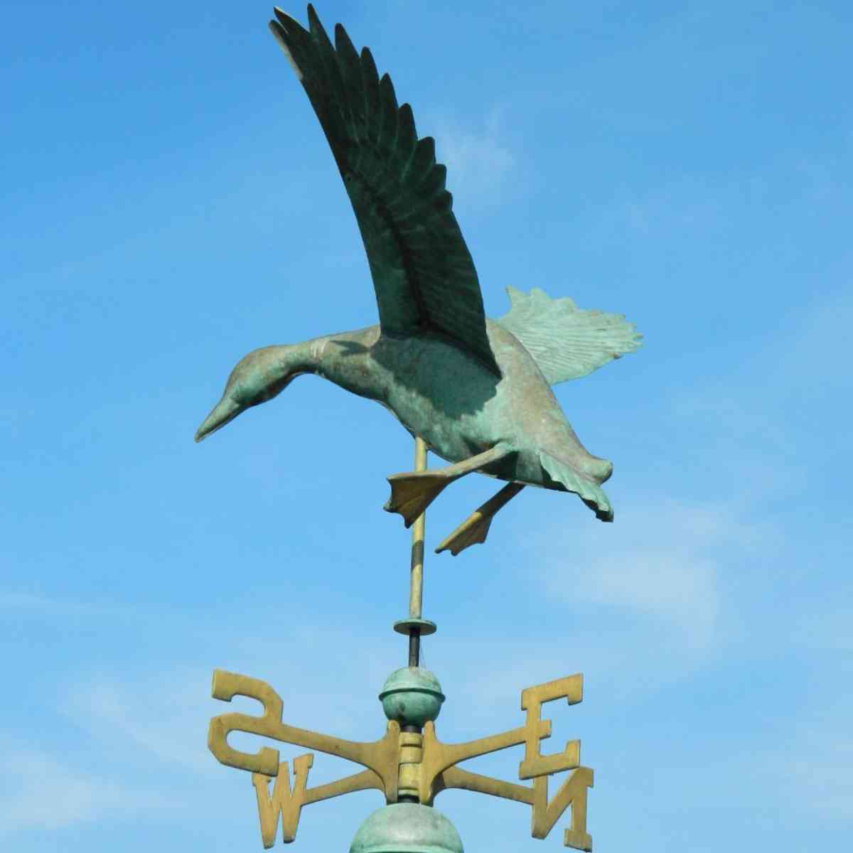 flying duck aged verdigris weathervane